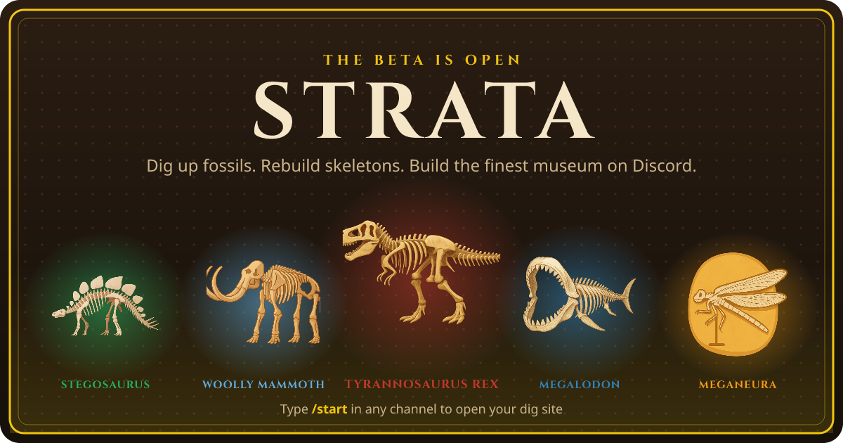 Strata: fossil skeletons of a stegosaurus, woolly mammoth, Tyrannosaurus rex, megalodon and meganeura